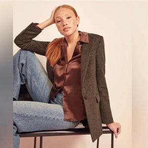 Reformation relaxed oversized wool blazer in brown
